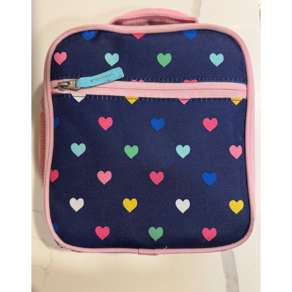 Pottery Barn Kids Navy Multi Heart Insulated Lunch Box Mackenzie School Bag